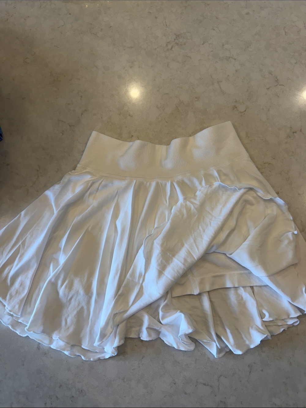 Women's White Circle Skirt with Wide Waistband